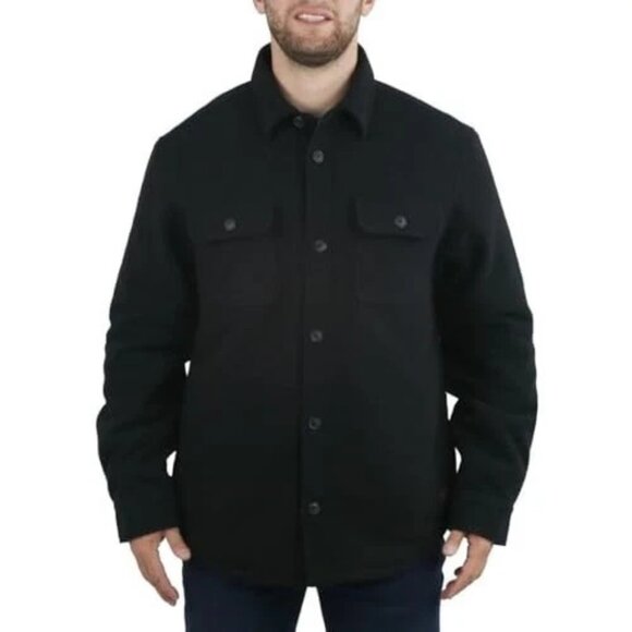 NEW Jachs New York Men's Size L Wool Blend Shirt Jacket Black Sherpa Lining - Picture 1 of 10